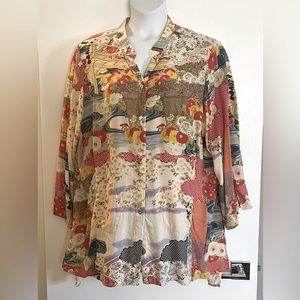 Citron Santa Monica 2x Tunic Silk Asian Print